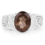 2.30 ct. Genuine Smoky Quartz .925 Sterling Silver Ring for women