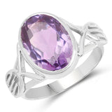 6.19 Carat Genuine Amethyst .925 Sterling Silver Ring