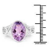 6.19 Carat Genuine Amethyst .925 Sterling Silver Ring