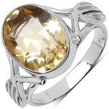 6.00 Carat Genuine Citrine .925 Sterling Silver Ring