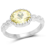 2.80 ct. Genuine Lemon Quartz .925 Sterling Silver Ring