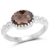 2.30 ct. Genuine Smoky Quartz .925 Sterling Silver Ring