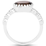 2.30 ct. Genuine Smoky Quartz .925 Sterling Silver Ring