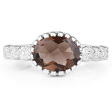 2.30 ct. Genuine Smoky Quartz .925 Sterling Silver Ring