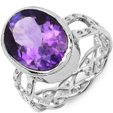7.83 Carat Genuine Amethyst .925 Sterling Silver Ring