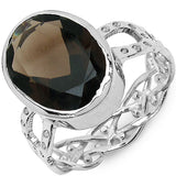 7.80 Carat Genuine Smoky Quartz .925 Sterling Silver Ring