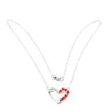 Silver Red Crystal Hammered Heart Necklace by Alexa Martha Designs