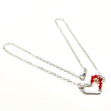 Silver Red Crystal Hammered Heart Necklace by Alexa Martha Designs