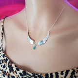 Handmade Silver Forged Sculpted Angel Wings Necklace by Alexa Martha Designs