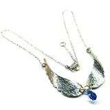 Handmade Silver Forged Sculpted Angel Wings Necklace by Alexa Martha Designs