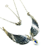 Handmade Silver Forged Sculpted Angel Wings Necklace by Alexa Martha Designs