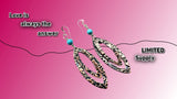 Turquoise Copper Embossed Pointed Oval Earrings by Alexa Martha Designs
