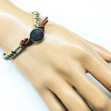 Leather Seed Bead Rattlesnake Tail Weave Bracelet by Alexa Martha Designs
