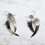 Sterling Silver Hammer Pattern Sculpted Angel Wing Earrings by Alexa Martha Designs