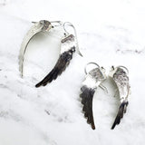 Sterling Silver Hammer Pattern Sculpted Angel Wing Earrings by Alexa Martha Designs