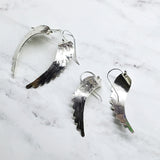 Sterling Silver Hammer Pattern Sculpted Angel Wing Earrings by Alexa Martha Designs