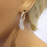 Sterling Silver Hoop Sparkly Crystal Drop Dangle Earrings by Alexa Martha Designs