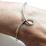 Timeless Classic Silver Reversible Teardrop Awareness Bangle by Alexa Martha Designs