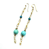Long 14 K Gold Filled Turquoise Pearl Earrings by Alexa Martha Designs