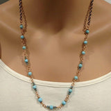 Wire Wrapped 24 Inches Copper Turquoise Necklace by Alexa Martha Designs
