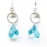 Sterling Silver Hammered Aqua Crystal Cascading Drop Earrings by Alexa Martha Designs