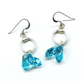 Sterling Silver Hammered Aqua Crystal Cascading Drop Earrings by Alexa Martha Designs
