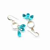 Sterling Silver Hammered Aqua Crystal Cascading Drop Earrings by Alexa Martha Designs