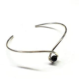 Sterling Silver Blue Bead Ribbon Child Abuse Awareness Teardrop Bangle by Alexa Martha Designs
