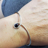 Sterling Silver Blue Bead Ribbon Child Abuse Awareness Teardrop Bangle by Alexa Martha Designs