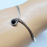 Sterling Silver Blue Bead Ribbon Child Abuse Awareness Teardrop Bangle by Alexa Martha Designs