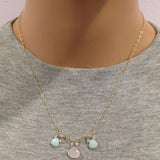 Beautiful Light Pink and Mint Chalcedony 14 Kt Gold Filled Necklace by Alexa Martha Designs