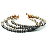 Wire Wrapped Copper Silver Black Crystal Rhinestone Bangle by Alexa Martha Designs