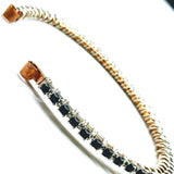 Wire Wrapped Copper Silver Black Crystal Rhinestone Bangle by Alexa Martha Designs