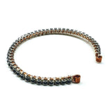 Wire Wrapped Copper Silver Black Crystal Rhinestone Bangle by Alexa Martha Designs