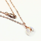 Rose Gold Wire Wrapped Crescent Moonstone Necklace by Alexa Martha Designs