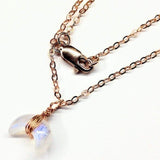 Rose Gold Wire Wrapped Crescent Moonstone Necklace by Alexa Martha Designs