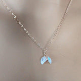 Rose Gold Wire Wrapped Crescent Moonstone Necklace by Alexa Martha Designs