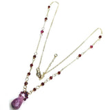 Lavender Jade Drop Gemstone Wire Wrapped 14KT Gold Filled Necklace by Alexa Martha Designs