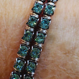 Wire Wrapped Turquoise Crystal Tennis Bangle Bracelet