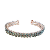 Wire Wrapped Turquoise Crystal Tennis Bangle Bracelet