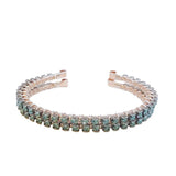 Wire Wrapped Turquoise Crystal Tennis Bangle Bracelet