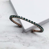 Wire Wrapped Turquoise Crystal Tennis Bangle Bracelet