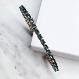 Wire Wrapped Turquoise Crystal Tennis Bangle Bracelet