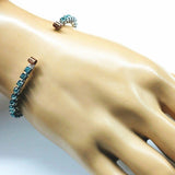 Wire Wrapped Turquoise Crystal Tennis Bracelet Bangle by Alexa Martha Designs