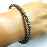 Wire Wrapped Turquoise Crystal Tennis Bracelet Bangle by Alexa Martha Designs