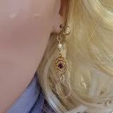 14 K Gold Filled Purple Crystal Hammered Circle Filigree Earrings by Alexa Martha Designs