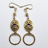 14 K Gold Filled Purple Crystal Hammered Circle Filigree Earrings by Alexa Martha Designs