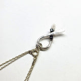 Silver Suicide Prevention Awareness Ribbon Necklace with Purple and Teal Crystals by Alexa Martha Designs