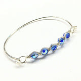 Larger Oval Shaped Swarovski Crystal Bar Bangle Bracelet by Alexa Martha Designs