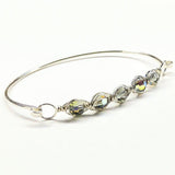 Larger Oval Shaped Swarovski Crystal Bar Bangle Bracelet by Alexa Martha Designs
